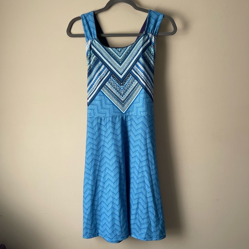 Prana Blue Geometric Pattern Dress